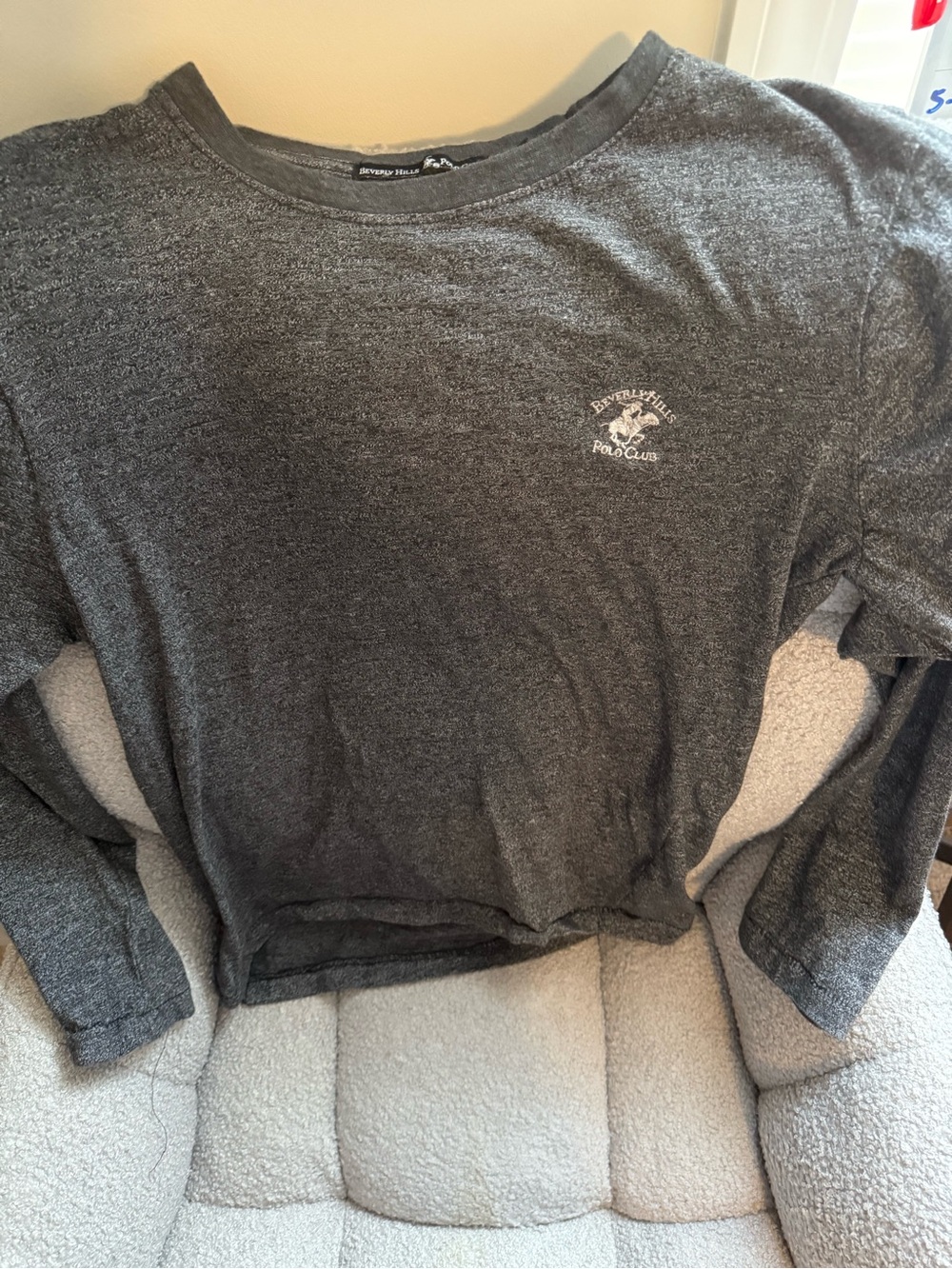 Beverly Hills Polo Club Heather Charcoal Crew Neck Long Sleeve